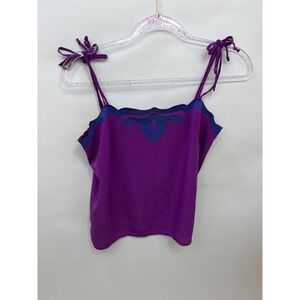Vintage Applause III Purple Spaghetti Strap Tie Camisole Tank Blouse Women Sz 8